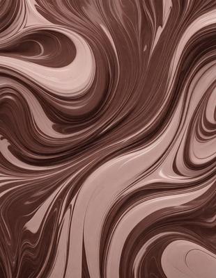 The primary subject of the image is a close-up of a chocolate-covered cake with swirls and patterns on it. The cake is displayed on a table, which serves as the setting. The visual style of the image is a close-up, which emphasizes the details of the cake. The colors and mood of the image are predominantly brown and rich, creating a warm and inviting atmosphere.