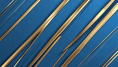 The primary subject of the image is a close-up of a blue background with gold stripes. The setting is a dark blue surface, and the visual style appears to be a digital art or illustration. The dominant colors are blue and gold, creating a mood of elegance and sophistication.