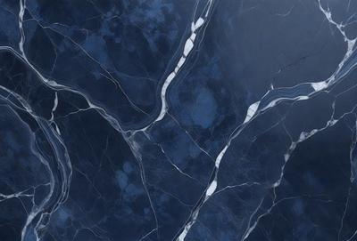 The primary subject of the image is a blue marble countertop. The setting is a kitchen, with the countertop being the main focus of the scene. The visual style is a photo, capturing the natural beauty of the marble countertop. The colors and mood of the image are predominantly blue, creating a calm and serene atmosphere.