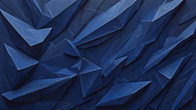 The primary subject of the image is a blue, geometric pattern that resembles a kite or an airplane wing. The setting is a blue background, which complements the pattern. The visual style is a combination of digital art and illustration, creating a unique and eye-catching design. The dominant colors are blue and black, giving the pattern a modern and sleek appearance.