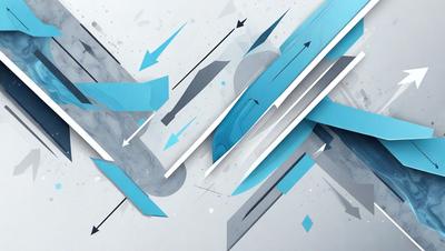 The primary subject of the image is a blue and white geometric design. The setting is a white background, and the visual style appears to be a combination of digital art and illustration. The dominant colors are blue and white, creating a clean and modern atmosphere.