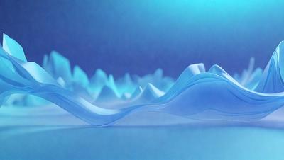 The primary subject of the image is a blue wave, which is the main object, scene, or focus of the image. The setting or background is a blue sky, and the visual style is digital art. The dominant colors and overall atmosphere are blue and calm, creating a serene and peaceful mood.