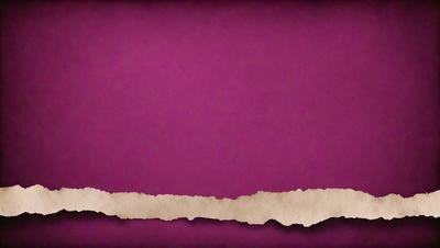 The primary subject of the image is a piece of paper with a purple background. The paper appears to be torn or cut, giving it a slightly damaged appearance. The setting is a purple surface, which complements the color of the paper. The visual style of the image is a close-up of the paper, emphasizing its texture and details. The colors and mood of the image are predominantly purple, creating a calm and serene atmosphere.