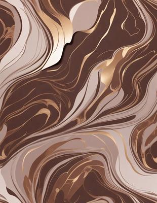 The primary subject of the image is a close-up of a brown and gold patterned wallpaper. The setting is a room with a brown and gold wallpapered wall. The visual style is a close-up of the wallpaper, showcasing its intricate design. The colors and mood of the image are warm and inviting, with the brown and gold tones creating a cozy atmosphere.