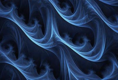 The primary subject of the image is a blue and white swirling pattern, which appears to be a digital art or illustration. The setting is a dark blue background, creating a contrasting and dramatic effect. The visual style is a combination of digital art and illustration, with a focus on the swirling pattern. The colors and mood of the image are predominantly dark blue and white, giving it a moody and dramatic atmosphere.
