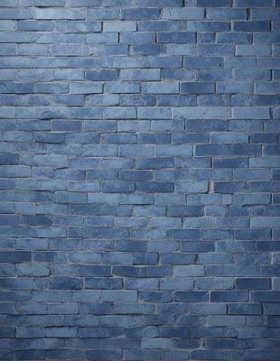 The primary subject of the image is a blue brick wall. The setting is a brick wall, and the visual style is a photo. The dominant colors are blue and grey, creating a calm and soothing atmosphere.