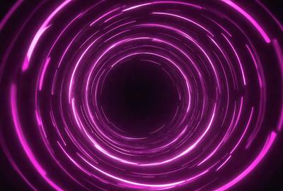 The primary subject of the image is a purple tunnel or a circular object with a purple glow. The setting is a dark background, which contrasts with the bright purple light. The visual style appears to be a digital art or illustration, as the purple glow and the circular shape create a unique and eye-catching effect. The colors and mood of the image are predominantly purple, giving it a mysterious and captivating atmosphere.
