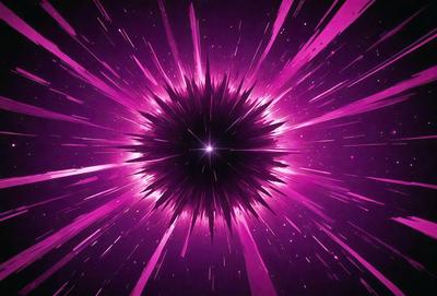 The primary subject of the image is a purple heart-shaped explosion, which appears to be a digital art or illustration. The setting is a dark, purple background, and the visual style is a combination of digital art and illustration. The colors and mood of the image are predominantly purple, creating a dramatic and intense atmosphere.