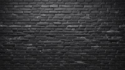 The primary subject of the image is a black brick wall. The setting is a brick wall, and the visual style is a photo. The dominant colors are black and white, creating a stark and dramatic atmosphere.