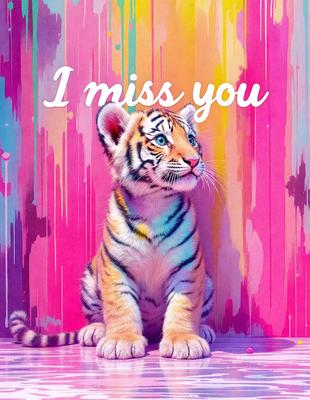 The primary subject of the image is a baby tiger. The setting is a colorful background, possibly a painting or a digital artwork. The visual style appears to be a combination of photo and digital art, creating a unique and vibrant scene. The colors and mood of the image are predominantly pink and yellow, giving it a cheerful and lively atmosphere.