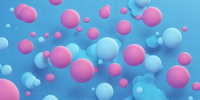 The primary subject of the image is a blue background with numerous pink and blue bubbles floating in the air. The setting appears to be a digital art or illustration, as the bubbles are arranged in a visually appealing manner. The visual style is a mix of digital art and traditional illustration, creating a unique and vibrant atmosphere. The dominant colors are blue, pink, and blue, giving the image a lively and cheerful mood.