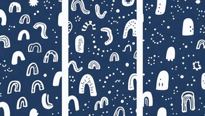 The primary subject of the image is a pattern of teeth and ears, which are depicted in a blue and white color scheme. The setting is a blue background, and the visual style appears to be a combination of digital art and illustration. The overall atmosphere is playful and creative, with the teeth and ears arranged in a visually appealing manner.