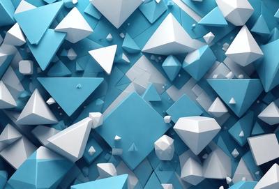 The primary subject of the image is a blue and white geometric pattern, which is the main focus of the image. The setting is a blue background, and the visual style is a digital art or illustration. The dominant colors are blue and white, creating a calm and soothing atmosphere.