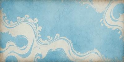 The primary subject of the image is a blue and white wave pattern. The setting is a blue background, which creates a visually appealing contrast with the wave pattern. The visual style is a combination of a photo and a digital art, as it appears to be a photograph with a digital artistic touch. The dominant colors are blue and white, giving the image a calming and serene atmosphere.