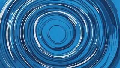The primary subject of the image is a blue circle, which appears to be a painting or drawing. The setting is a blue background, and the visual style is a combination of artistic elements, such as a painting or a digital artwork. The colors and mood of the image are predominantly blue, creating a calm and serene atmosphere.
