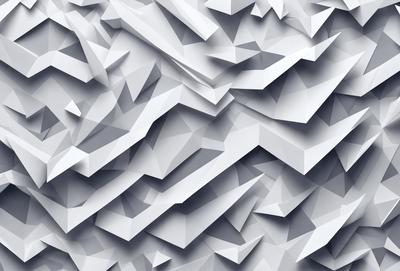 The primary subject of the image is a large, intricate, and detailed pattern made up of many small triangles. The pattern is composed of various shapes and sizes of triangles, creating a visually striking and complex design. The setting or background of the image is a white surface, which provides a clean and uncluttered backdrop for the pattern. The visual style of the image is a combination of digital art and illustration, as the triangles are carefully crafted and arranged to form a cohesive and visually appealing