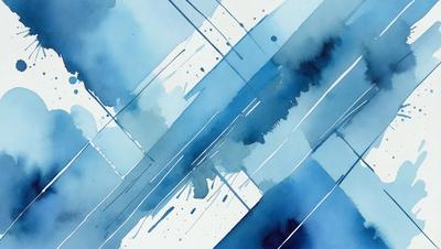 The primary subject of the image is a blue and white painting, which features a blue background and white lines. The setting is a painting, and the visual style is artistic. The dominant colors are blue and white, creating a calm and serene atmosphere.