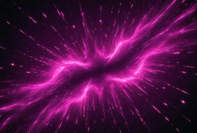 The primary subject of the image is a bright pink light streak, which appears to be a neon light or a purple light streak. The setting is a dark background, which contrasts with the bright light. The visual style is a digital art or illustration, as the light streak is depicted in a way that resembles a digital or computer-generated image. The colors and mood of the image are predominantly pink and purple, creating a vibrant and energetic atmosphere.