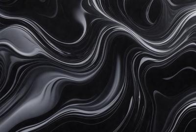 The primary subject of the image is a black and white patterned surface, which appears to be a marble or granite countertop. The setting is a dark room, and the visual style is a close-up of the patterned surface. The colors and mood of the image are predominantly dark and moody, with the black and white pattern creating a striking contrast against the dark background.
