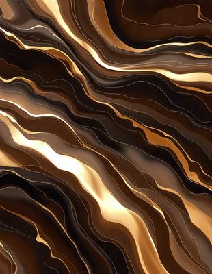The primary subject of the image is a close-up of a marble wall with a patterned texture. The setting is a room with a brown and gold color scheme. The visual style is a combination of a photo and digital art, creating a unique and intricate design. The dominant colors are brown and gold, giving the wall a warm and luxurious appearance.
