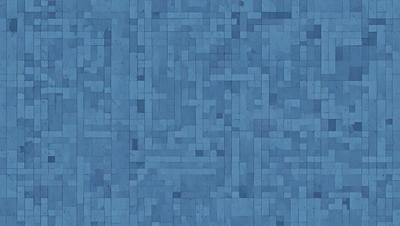 The primary subject of the image is a blue, square-shaped pattern. The setting is a blue background, and the visual style appears to be a digital art or illustration. The dominant colors are blue and white, creating a calm and soothing atmosphere.