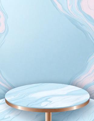 The primary subject of the image is a blue table with a marble top. The table is placed in front of a blue wall, which serves as the setting or background. The visual style of the image is a photo, capturing the details of the table and the wall. The colors and mood of the image are predominantly blue, creating a calm and serene atmosphere.