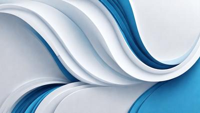 The primary subject of the image is a large stack of white and blue paper. The setting is a room with a blue background, and the visual style is a combination of photo and digital art. The colors and mood of the image are predominantly blue, creating a calm and serene atmosphere.