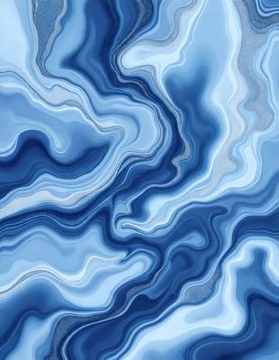 The primary subject of the image is a blue and white ocean wave. The setting is the ocean, with the wave being the main focus of the image. The visual style is a photo of the ocean, capturing the beauty of the waves. The dominant colors are blue and white, creating a serene and calming atmosphere.