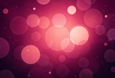 The primary subject of the image is a close-up of a pink background with a pattern of red and white circles. The setting appears to be a dark room, and the visual style is a combination of a photo and digital art. The dominant colors are pink and red, creating a warm and vibrant atmosphere.