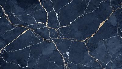 The primary subject of the image is a black and gold marble tile. The setting is a black marble countertop, and the visual style is a close-up of the tile. The colors and mood of the image are dark and luxurious, with the gold accents adding a touch of elegance.