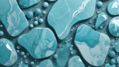 The primary subject of the image is a blue and white marbled tile. The setting is a blue and white marbled tile wall, which serves as the background. The visual style is a digital art, as the image is a close-up of the marbled tile. The colors and mood of the image are predominantly blue and white, creating a calm and serene atmosphere.