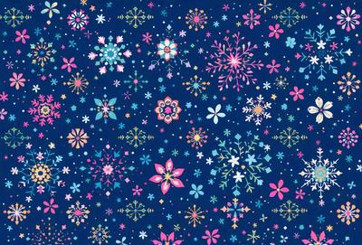 The primary subject of the image is a blue and white floral pattern. The setting is a blue background, and the visual style appears to be a combination of digital art and illustration. The dominant colors are blue and white, creating a calm and soothing atmosphere.