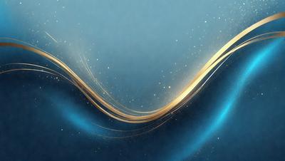 The primary subject of the image is a wave, which is the main object, scene, or focus of the image. The wave is depicted in a digital art style, with a blue background and a golden color. The setting is a blue ocean, and the visual style is a combination of digital art and illustration. The colors and mood of the image are predominantly blue and golden, creating a serene and calming atmosphere.