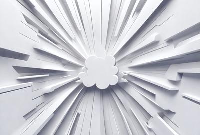 The primary subject of the image is a white cloud, which is the main object in the scene. The cloud is surrounded by a white background, giving it a clean and minimalist appearance. The visual style of the image is digital art, as it is a computer-generated representation of a cloud. The cloud is the main focus of the image, and its white color and cloudy shape create a calm and serene atmosphere.