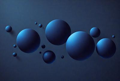 The primary subject of the image is a series of blue bubbles or spheres, which are floating in a dark blue background. The setting appears to be a night sky, with the bubbles or spheres being the main focus of the scene. The visual style of the image is a combination of digital art and illustration, creating a unique and captivating atmosphere. The dominant colors in the image are blue and black, giving the scene a sense of depth and mystery.