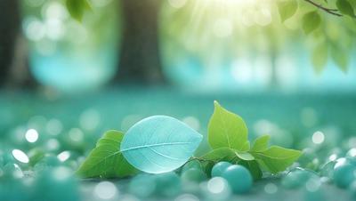 The primary subject of the image is a green leaf, which is the main object, scene, or focus of the image. The leaf is placed on a blue surface, which serves as the setting or background. The visual style of the image is a photo, capturing the leaf in its natural environment. The colors and mood of the image are predominantly green and blue, creating a serene and calming atmosphere.