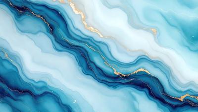 The primary subject of the image is a blue and gold marbled stone. The setting is a blue and gold marbled stone wall. The visual style is a close-up of the marbled stone. The colors and mood are vibrant and rich, with the blue and gold colors creating a luxurious and elegant atmosphere.