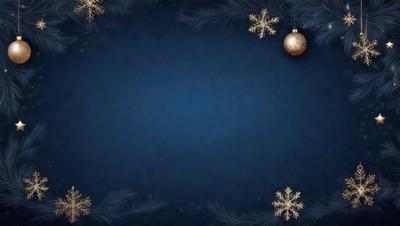 The primary subject of the image is a blue background with a gold ornament, which appears to be a Christmas tree. The setting is a blue surface, possibly a wall or a piece of artwork. The visual style is a combination of digital art and illustration, creating a festive and holiday-themed atmosphere. The dominant colors are blue and gold, with the gold ornament adding a touch of warmth and celebration to the scene.
