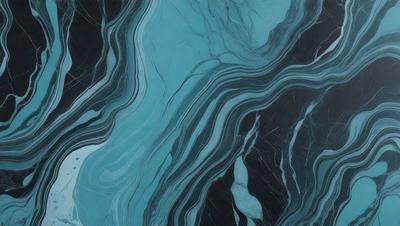 The primary subject of the image is a blue and white marble-like pattern. The setting is a black background, which contrasts with the blue and white pattern. The visual style appears to be a digital art or illustration, as it is a detailed and intricate design. The colors and mood of the image are predominantly blue and white, creating a sense of elegance and sophistication.