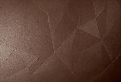 The primary subject of the image is a brown leather surface. The setting is a close-up of the leather, showcasing its texture and pattern. The visual style is a realistic representation of the leather, with no digital manipulation or artistic elements. The colors and mood of the image are predominantly brown, giving it a warm and natural appearance.