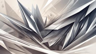 The primary subject of the image is a large, intricate, and abstract design made up of various geometric shapes. The design is predominantly white, giving it a clean and modern appearance. The setting is a gray background, which contrasts with the white design and adds depth to the image. The visual style is a combination of digital art and illustration, creating a unique and eye-catching piece of art. The colors and mood of the image are predominantly neutral, with the white design being the main focus and the gray