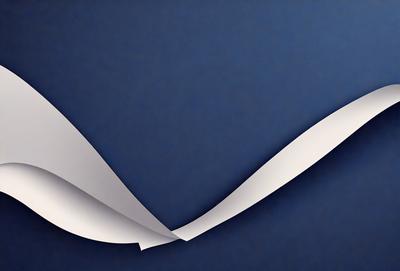 The primary subject of the image is a white paper, which is the main object, scene, or focus of the image. The paper is folded and appears to be a creased piece of paper. The setting or background of the image is a blue surface, which provides a contrasting color to the white paper. The visual style of the image is a close-up of the paper, showcasing its texture and details. The colors and mood of the image are predominantly blue and white, giving it a calm and serene