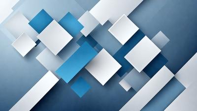 The primary subject of the image is a blue and white geometric pattern. The setting is a blue background, and the visual style appears to be a digital art or illustration. The dominant colors are blue and white, creating a calm and soothing atmosphere.