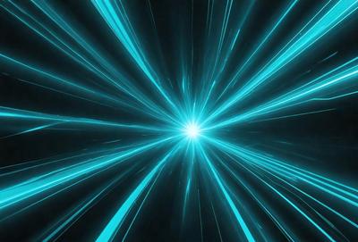 The primary subject of the image is a bright blue light, which appears to be a light source or a neon sign. The setting is a dark background, which contrasts with the bright blue light. The visual style of the image is digital art, as it is a computer-generated image. The dominant colors in the image are blue and black, creating a vibrant and energetic atmosphere.