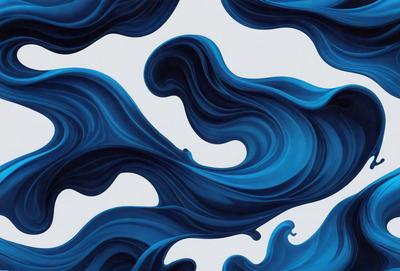 The primary subject of the image is a large, blue, swirling wave. The wave is the main focus of the image, and it is depicted in a visually striking manner. The setting is a white background, which contrasts with the vibrant blue of the wave. The visual style of the image is a combination of digital art and illustration, creating a dynamic and engaging scene. The dominant colors in the image are blue and white, with the blue wave being the most prominent feature. The overall atmosphere of the image