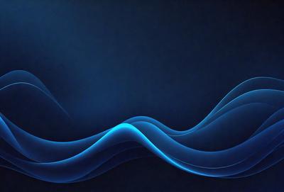 The primary subject of the image is a blue wave, which is the main focus of the scene. The setting is a dark blue background, creating a contrasting and dramatic effect. The visual style is a digital art or illustration, as the wave is depicted in a stylized and artistic manner. The dominant colors are blue and black, giving the image a moody and atmospheric feel.