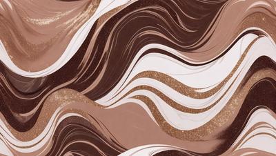 The primary subject of the image is a patterned wallpaper with a brown and white color scheme. The setting is a room with a brown and white wallpaper, which creates a warm and inviting atmosphere. The visual style of the image is a combination of a photo and digital art, giving it a unique and artistic appearance. The colors and mood of the image are predominantly brown and white, with a touch of gold, creating a sense of elegance and sophistication.