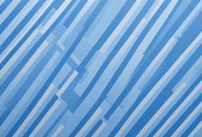 The primary subject of the image is a blue and white patterned surface. The setting is a blue sky, and the visual style appears to be a digital art or illustration. The dominant colors are blue and white, creating a calm and serene atmosphere.