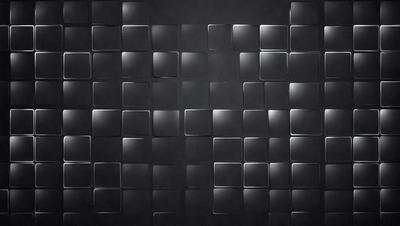 The primary subject of the image is a black and white pattern of square tiles. The setting is a black background, and the visual style is a patterned wall. The dominant colors are black and white, creating a classic and timeless atmosphere.
