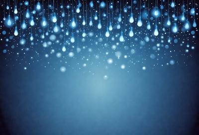 The primary subject of the image is a blue background with a pattern of white lights or raindrops. The setting appears to be a night sky, and the visual style is a digital art or illustration. The dominant colors are blue and white, creating a calm and serene atmosphere.